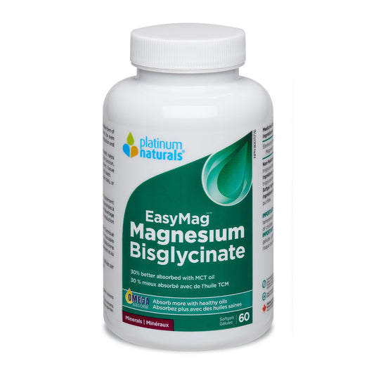 Platinum Naturals EasyMag Magnesium Bisglycinate 60 Softgels